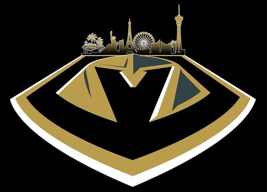 Las Vegas Golden Knights Logo - Vegas Golden Knights With Skyline Digital Art by Ricky Barnard