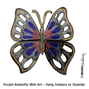 4 Color Butterfly Logo - Butterfly Metal Wall Art, 4 color choices (purple): Home