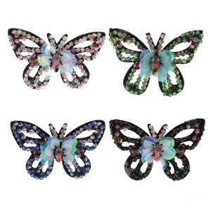 4 Color Butterfly Logo - Color Butterfly Crystal Sequins Beaded Patch Embroidery Applique