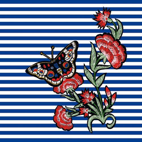 4 Color Butterfly Logo - Napkins, 3-ply 1/4 fold 33 cm x 33 cm 
