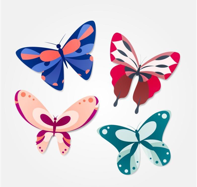 4 Color Butterfly Logo - Color Butterfly Design Vector. Free Vector Graphic Download