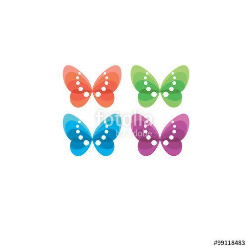 4 Color Butterfly Logo - Colored Butterfly Logotype Design Stock Image And Royalty Free