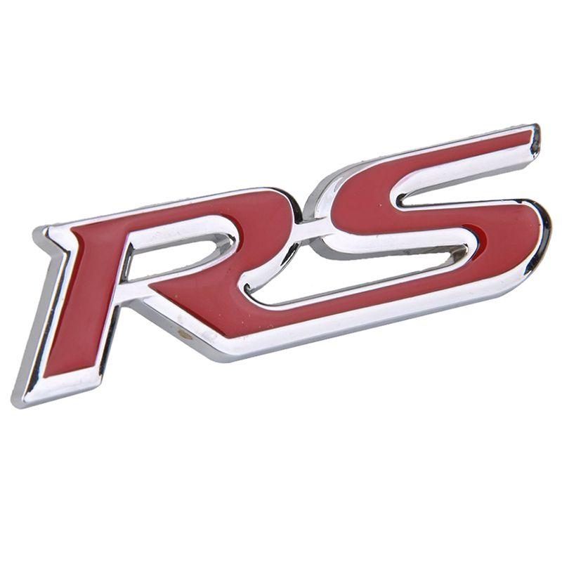 Red and Silver Car Logo - EMBLEM 3D RS in Metal Badge Logo Car radiator grille Decor Red +