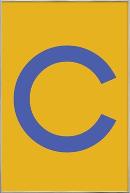 Yellow and Blue C Logo - Yellow Letter C as Poster in Aluminium Frame