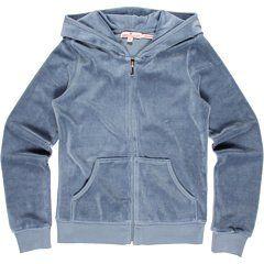 Girls Back to Back Logo - Blue Velour Hoodie With Logo On Back For Girl Age 8: Amazon.co.uk ...