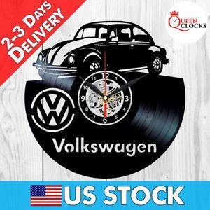VW Beetle Logo - Volkswagen Beetle Retro Car Logo Vinyl Record Wall Clock Vintage VW ...