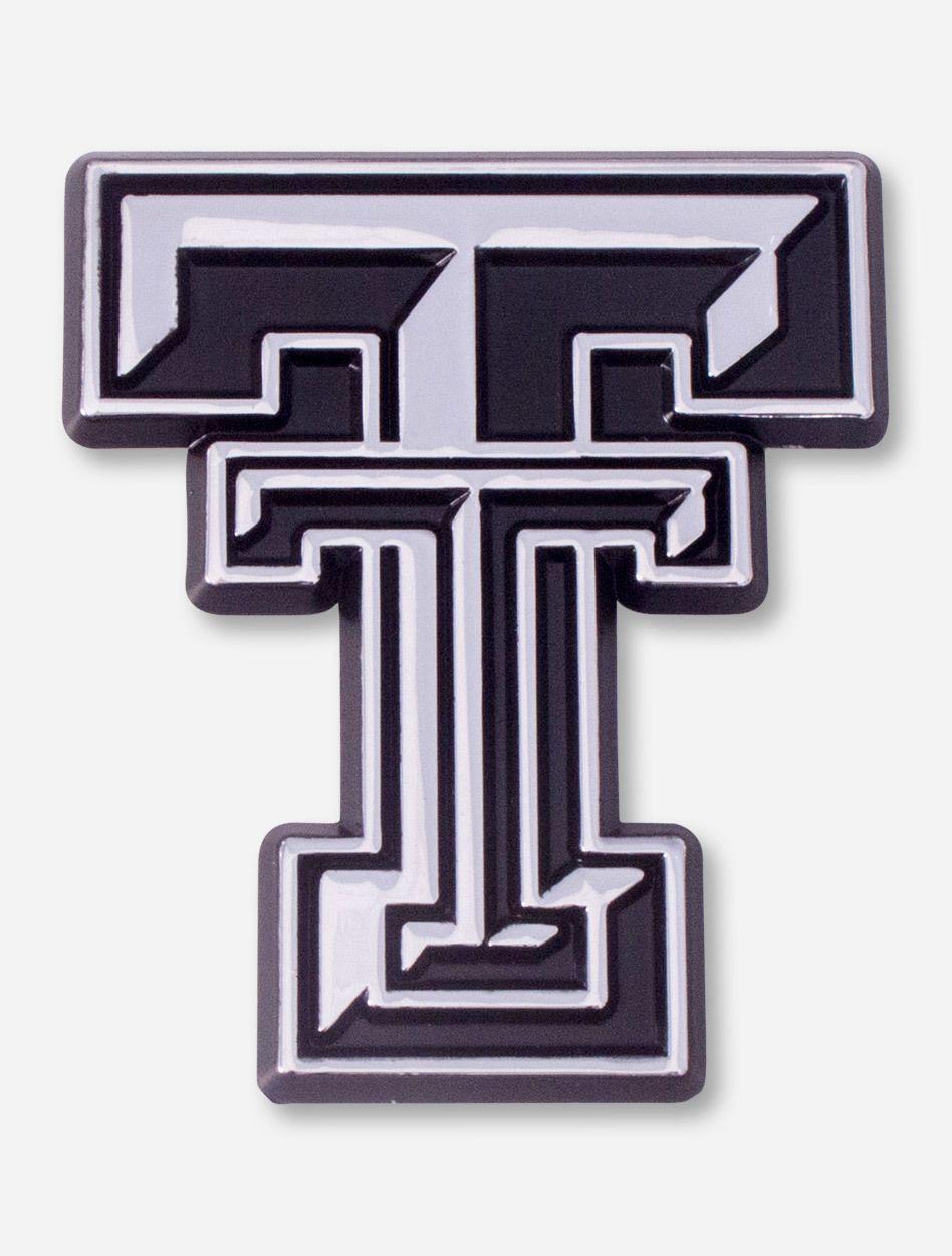 Red and Silver Car Logo - Texas Tech Red Raiders Double T Silver Car Emblem