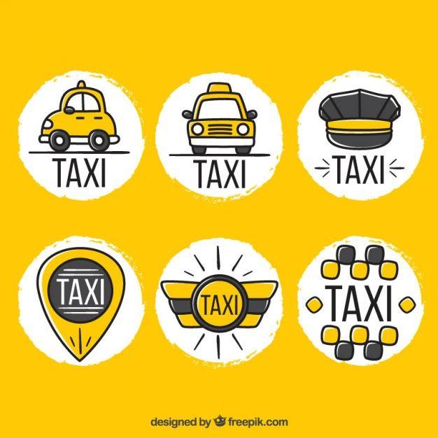 Funny Company Logo - Funny hand drawn logos for taxi companies Vector