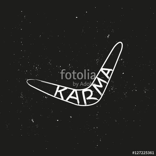 Karma Word Logo - Black and white vector illustration with the word karma boomerang ...