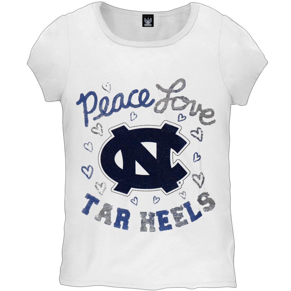 North Carolina Glitter Logo - North Carolina Tar Heels - Peace Glitter Logo Girls Juvy T-Shirt ...