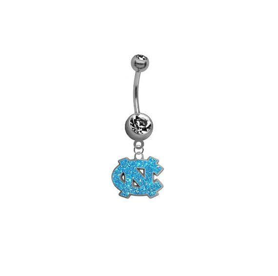 North Carolina Glitter Logo - North Carolina Tar Heels Glitter Logo Belly Button Navel Ring | Etsy