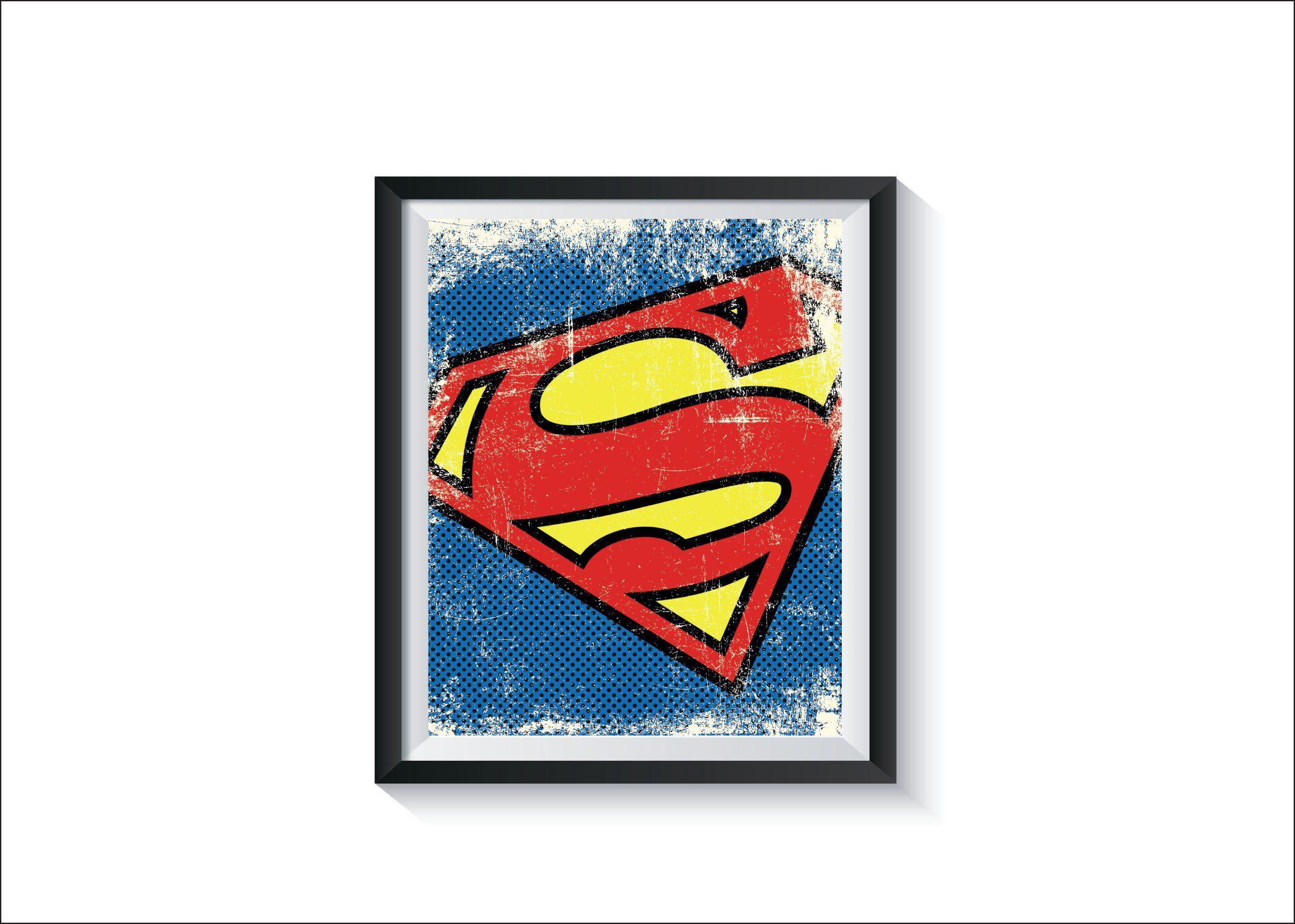 Retro Superman Logo - Retro Superman Logo Digital File 8x10 Art Superhero | Etsy