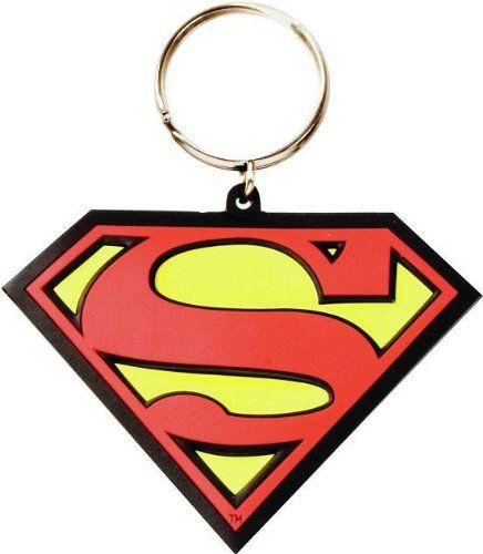 Retro Superman Logo - Rubber Superman Logo Keyring Retro Gift: Amazon.co.uk: Kitchen & Home