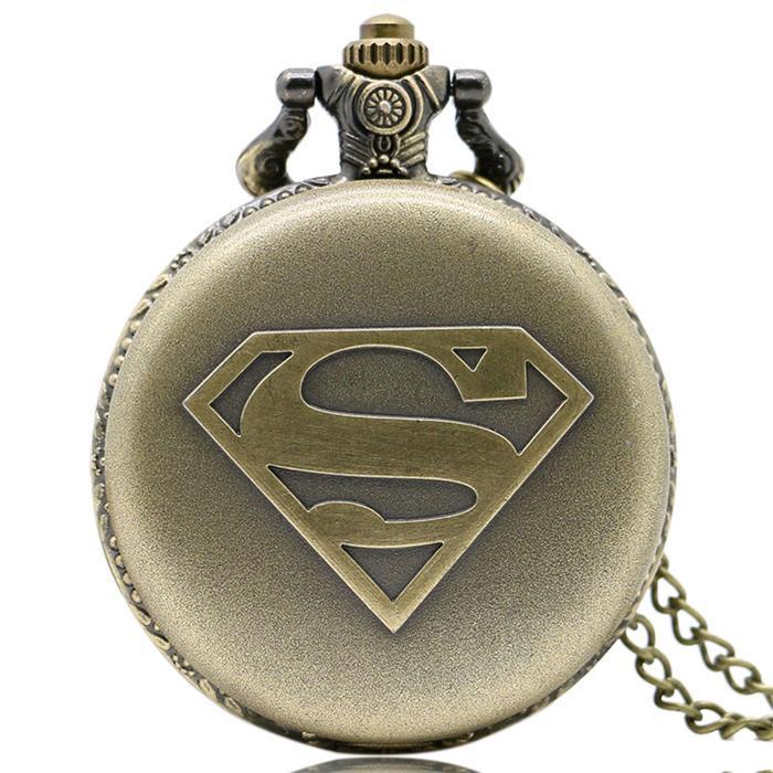 Retro Superman Logo - Retro Relief Superman Logo Design Quartz Pocket Watch Copper ...