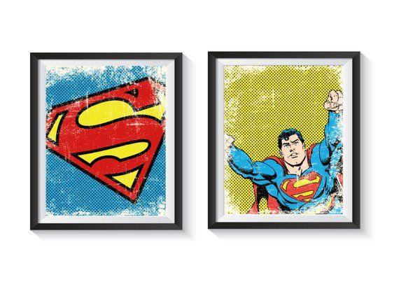 Retro Superman Logo - Retro Superman and Logo Distressed Vintage Style Superhero | Etsy