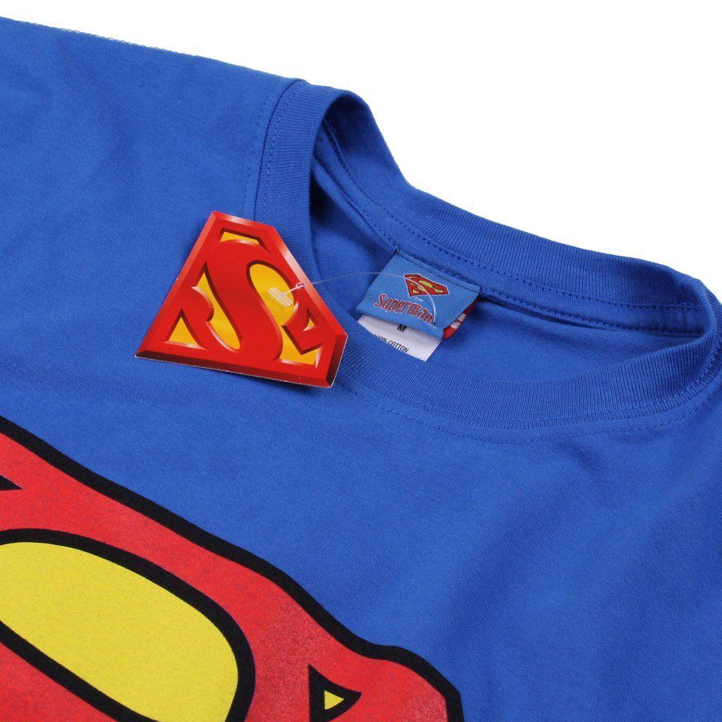 Retro Superman Logo - DC Comics Mens Logo Retro Shirt Blue