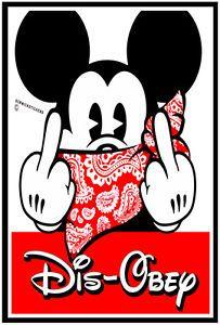 Mickey Mouse Obey Logo - DIS OBEY STICKER FUNNY MICKEY MOUSE DISOBEY STICKER LUCKY 13 PRODUCT