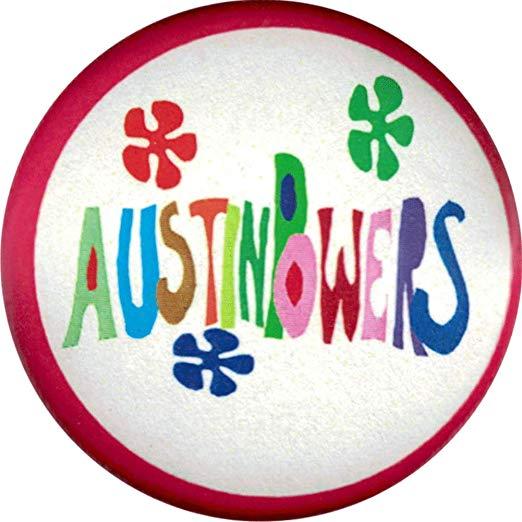 Powers Logo - Austin Powers with Flowers.25 Round Button