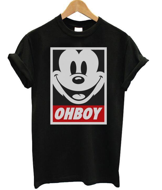 Mickey Mouse Obey Logo - Oh Boy Mickey Mouse Obey Inspired Tshirt - StyleCotton