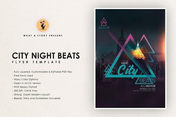 Night Beats Logo - City Night Beats Flyer Templates Creative Market