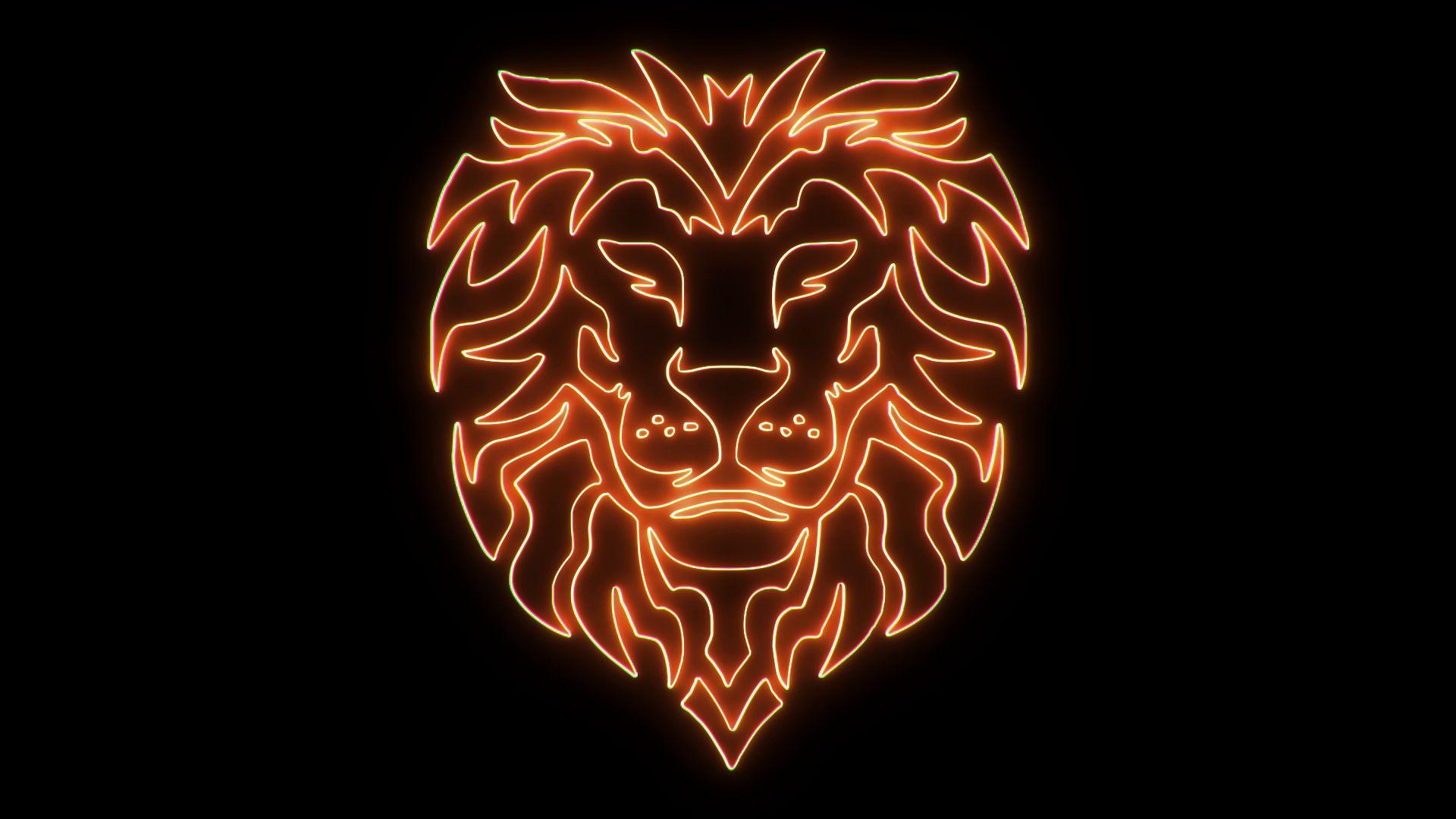 Orange Lion Head Logo - Orange Neon Lion Head Animated logo Loopable Graphic Element V1 ...
