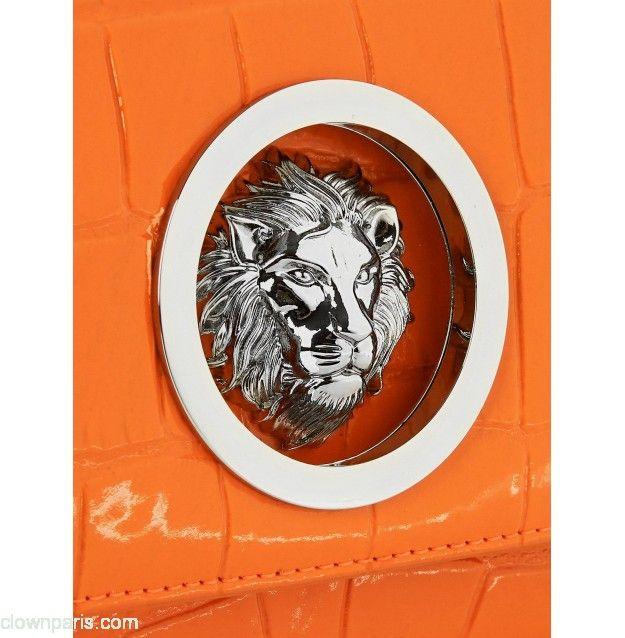 Orange Lion Head Logo - VERSUS VERSACE Women Lion Head Embossed Croc Leather Cross-Body Bag ...