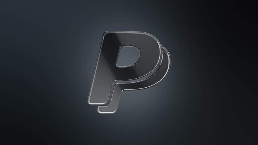 Silver PayPal Logo - 3D rotation of symbol of PayPal logo from glass. Animation of