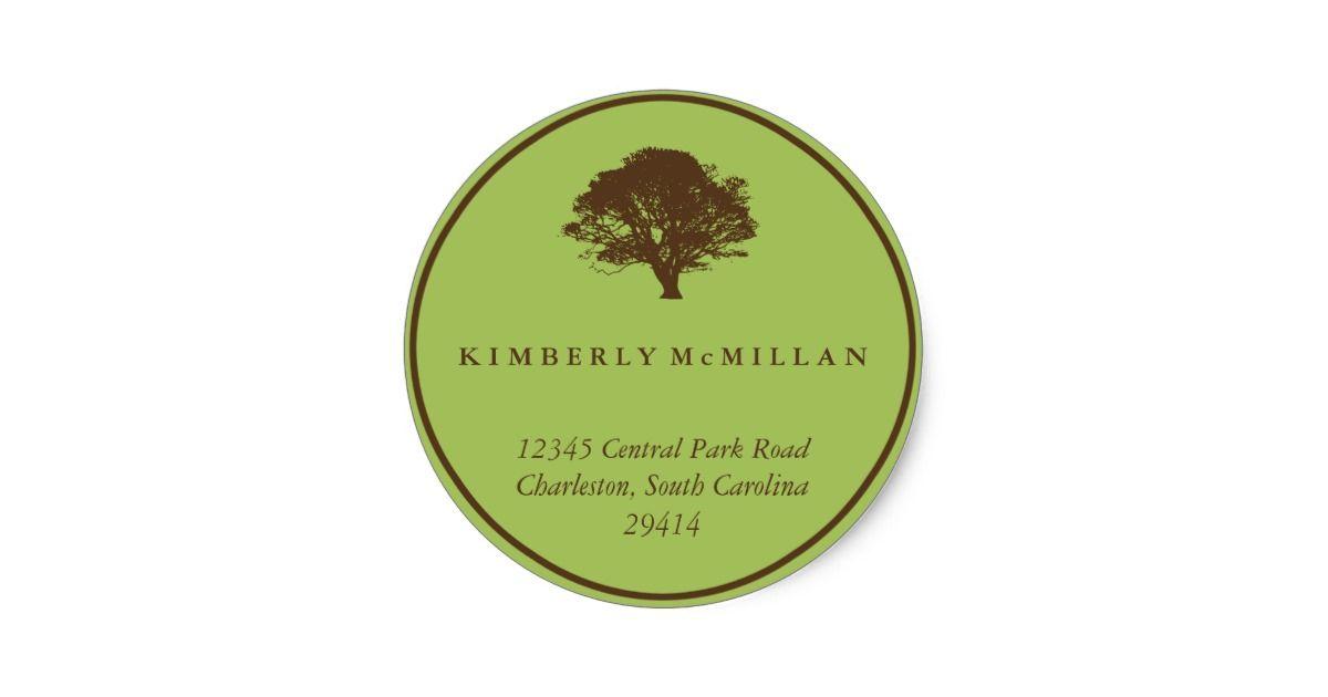 Brown Tree Circle Logo - Green brown oak tree circle custom address label | Zazzle.com