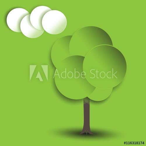 Brown Tree Circle Logo - Tree and cloud tree with a brown trunk and a cloud of paper circles ...