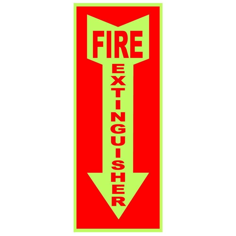 Fire Extinguisher Arrow Logo - 4 in. x 18 in. Glow-in-the-Dark Self-Adhesive Sticker Fire ...