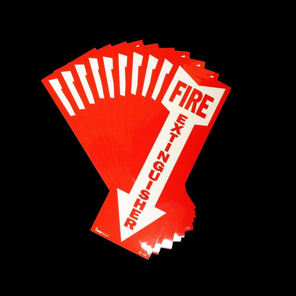 Fire Extinguisher Arrow Logo - LOT OF 10) BL108 Self-adhesive Vinyl ”FIRE EXTINGUISHER” Arrow Sign ...