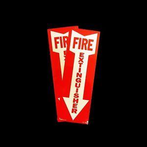 Fire Extinguisher Arrow Logo - LOT OF 2) BL108 Self Adhesive Vinyl ”FIRE EXTINGUISHER” Arrow Sign