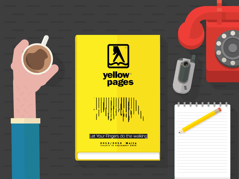 Yellow Pages Fingers Logo - Yellow Pages Animated Front Cover