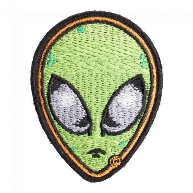 Alien Face Logo - Green Extraterrestrial Alien Face Patch. Sci Fi Patches