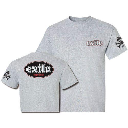 Exile Oval Logo - Motorcycle T Shirt EXILE CYCLES OVAL LOGO HEATHER GREY
