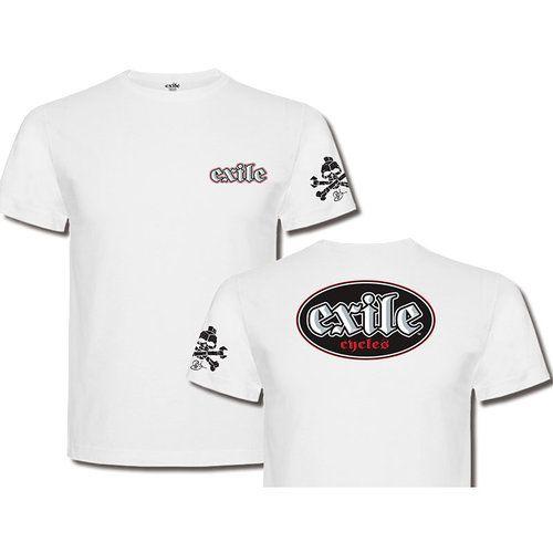 Exile Oval Logo - Motorcycle T Shirt EXILE CYCLES OVAL LOGO WHITE
