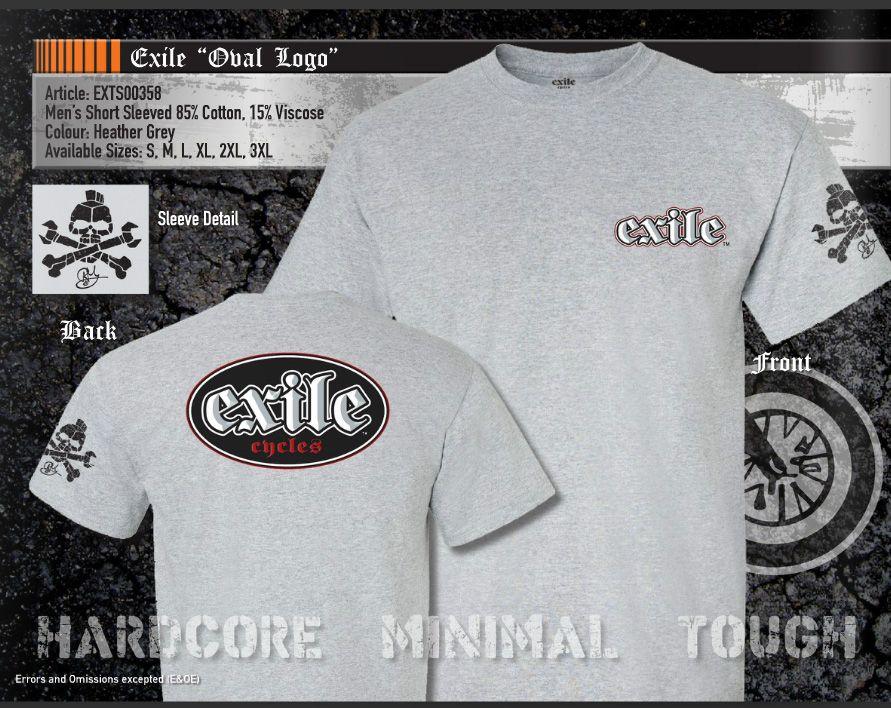 Exile Oval Logo - Details about Official T Shirt EXILE CYCLES Custom Motorcycle Chopper OVAL  Grey All Sizes