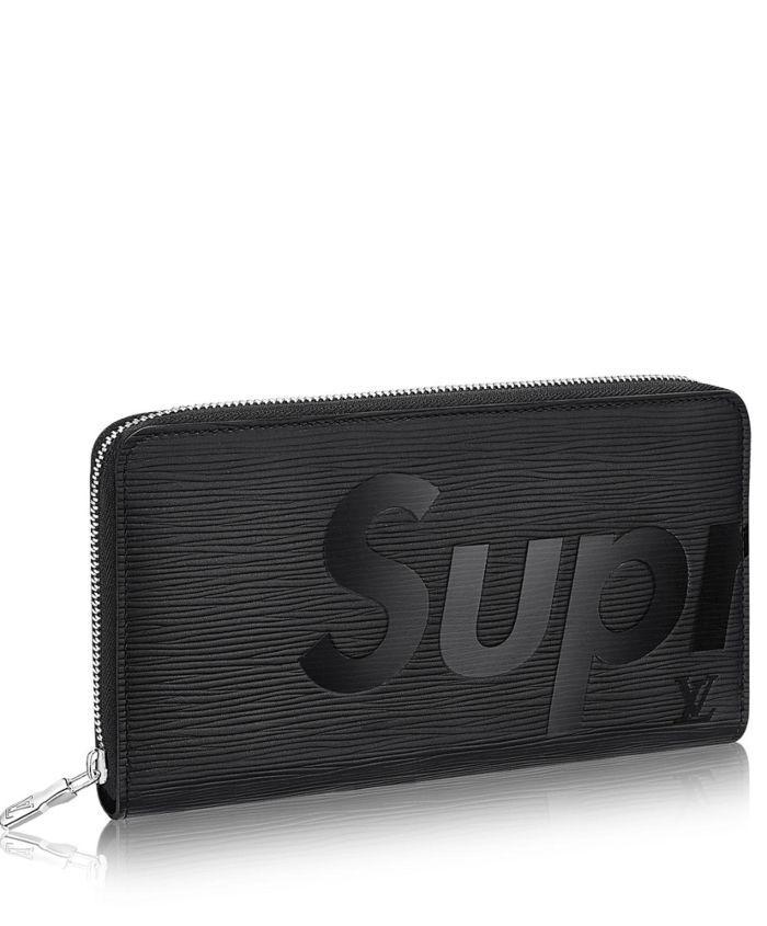 Louis Vuitton X Supreme Black Logo - Louis Vuitton X Supreme Zipper Wallet Black