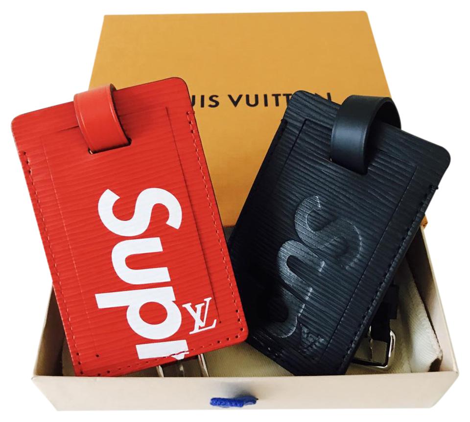 Louis Vuitton X Supreme Black Logo - Louis Vuitton x Supreme E Set Of 2 Luggage Tags - Tradesy