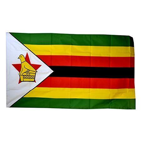 Green Black White Red Logo - Zimbabwe Flag (5ft X 3ft) (5 X 3) (Green Yellow Red Black White