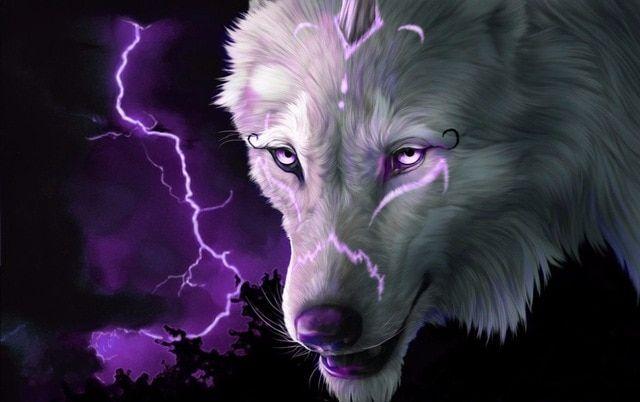 Purple and White Wolf Logo - Full Square Diamond 5D DIY Diamond Painting 