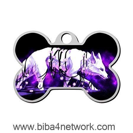 Purple and White Wolf Logo - White Wolf Purple Floral Pet ID Tags Dogs Tag Cat Zinc Alloy Round ...