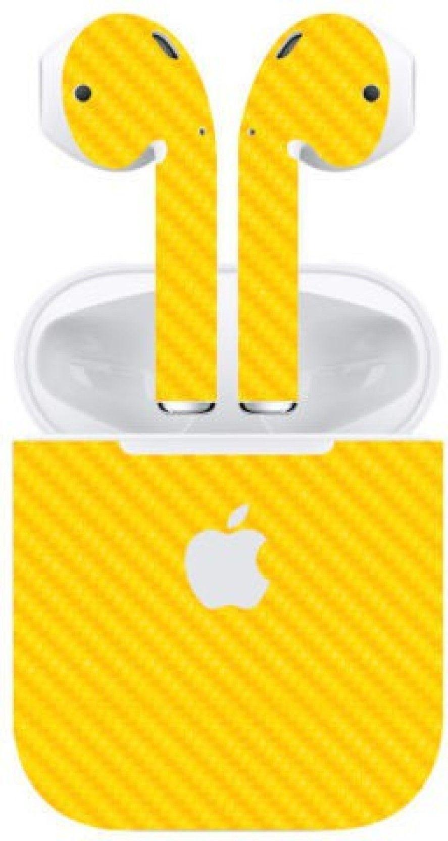 Yellow Apple Logo - SLICKWRAPS Skin- 6139 - Yellow Carbon Apple Logo Skin Apple Airpods ...