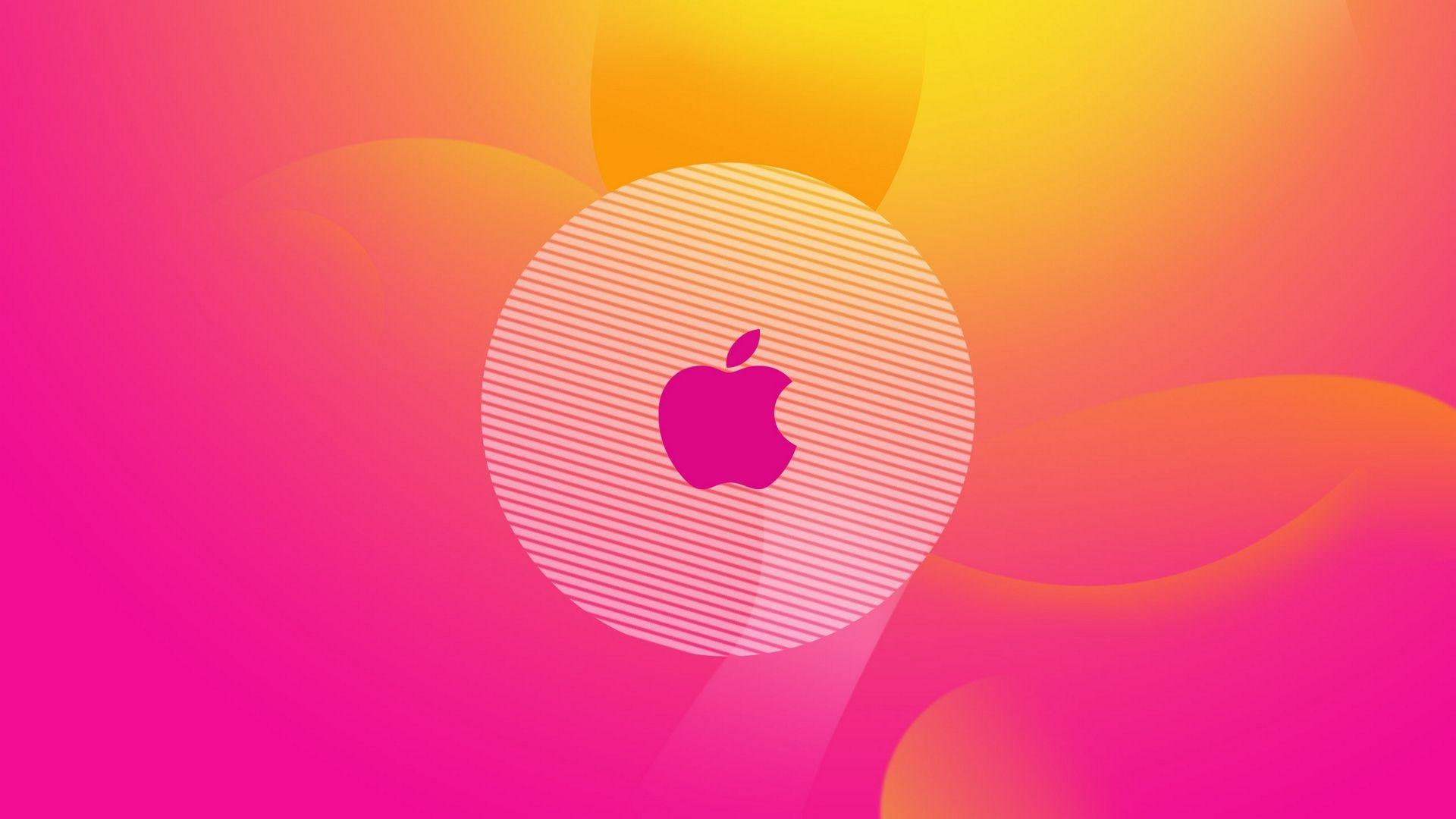 Yellow Apple Logo - Pink Yellow Bright Apple Logo HD Wallpaper - Wallpaper Stream