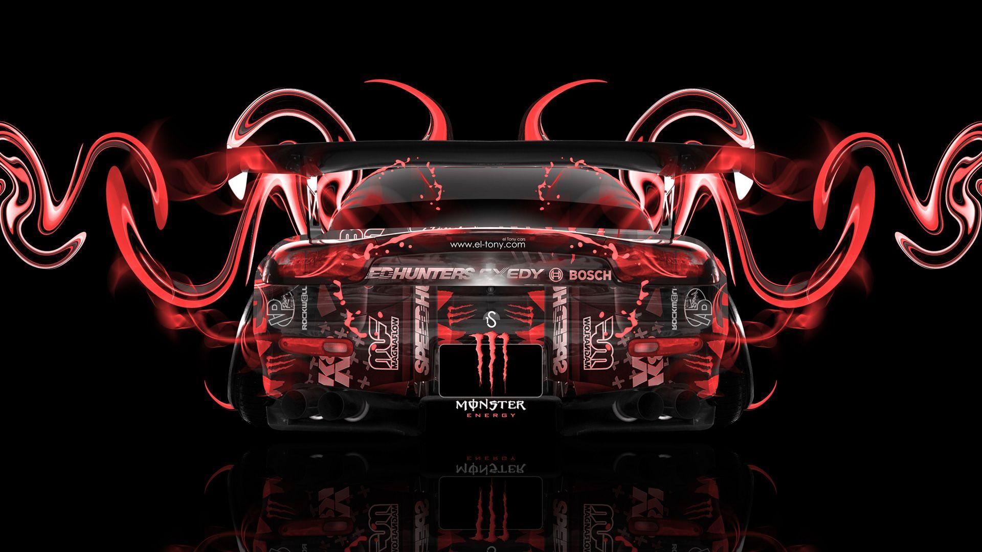 Monster Mazda Logo - Monster Energy Mazda RX7 JDM Back Plastic Car 2014