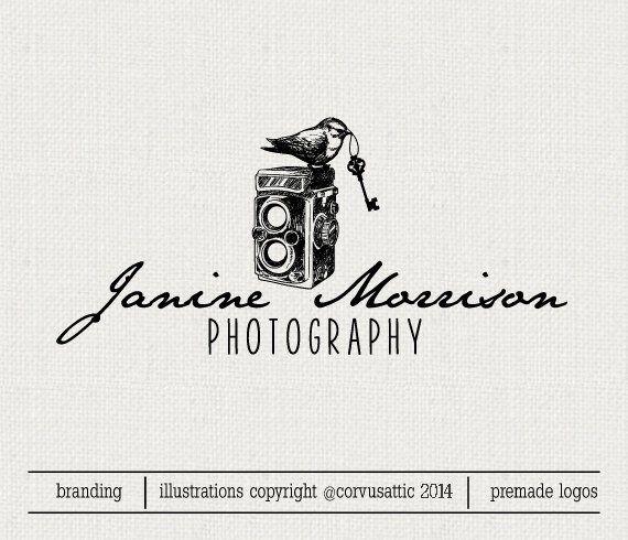 Vintage Photography Logo - Bird on camera photography logo Eps and Png file watermark | Etsy