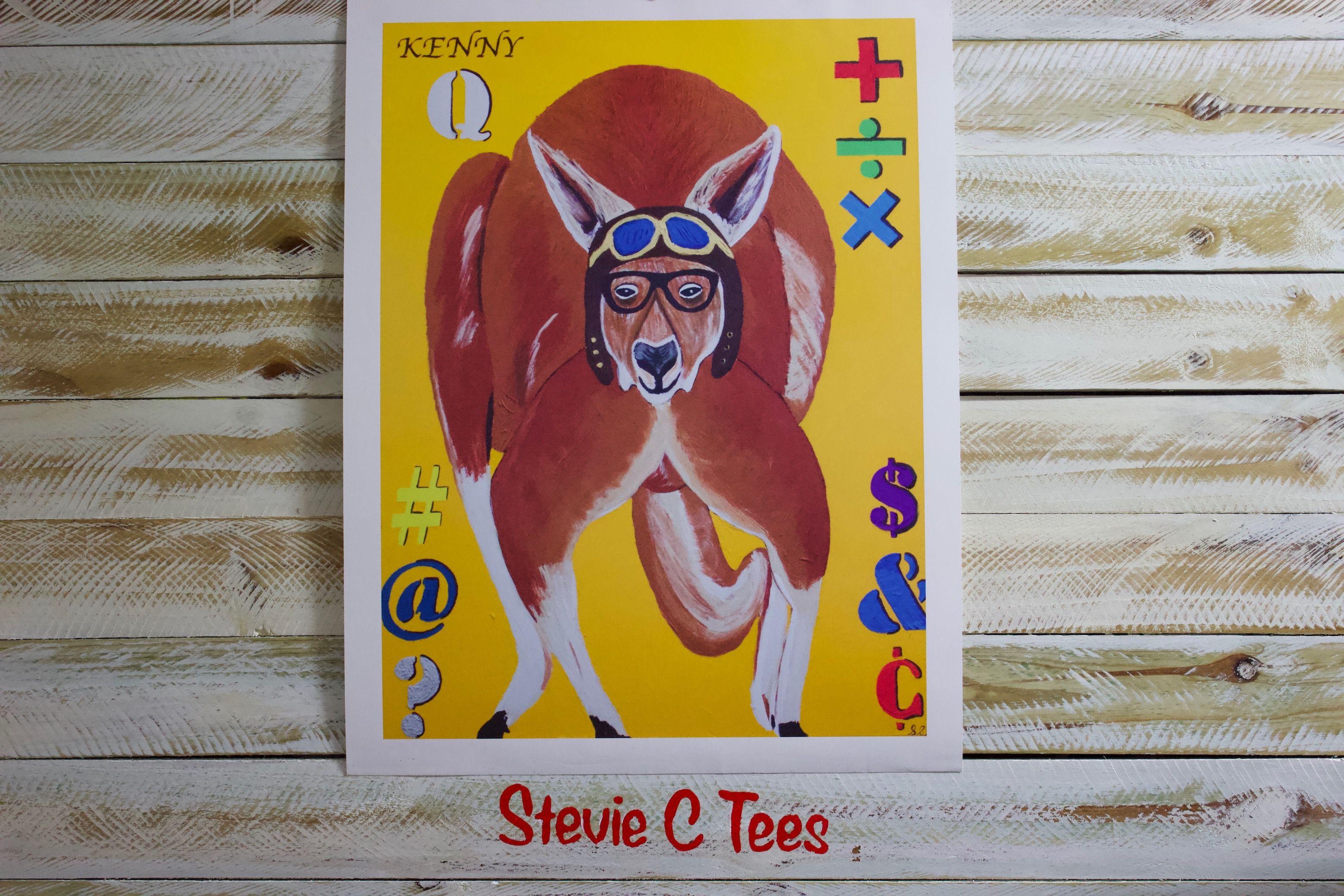 Kangaroo Q Logo - Kangaroo 'Kenny Q Gang Of 5ive' Kids Painting Print - Stevie C Customs