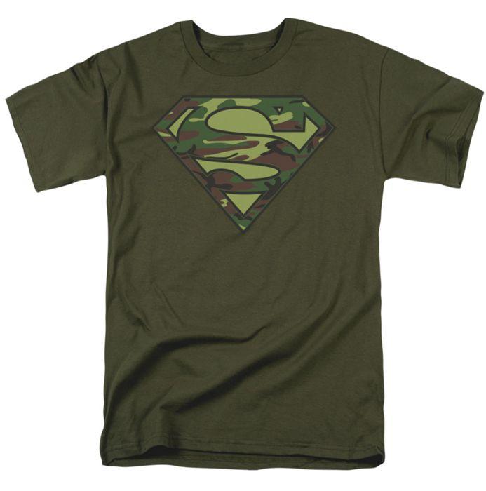 Superman Military Logo - Superman T Shirt Camo Logo Mens Military Green