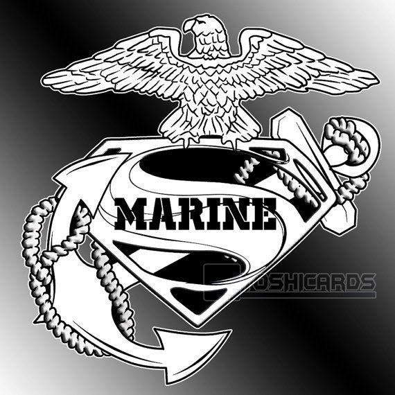 Superman Military Logo - United States Marine Superman Military Logo Window