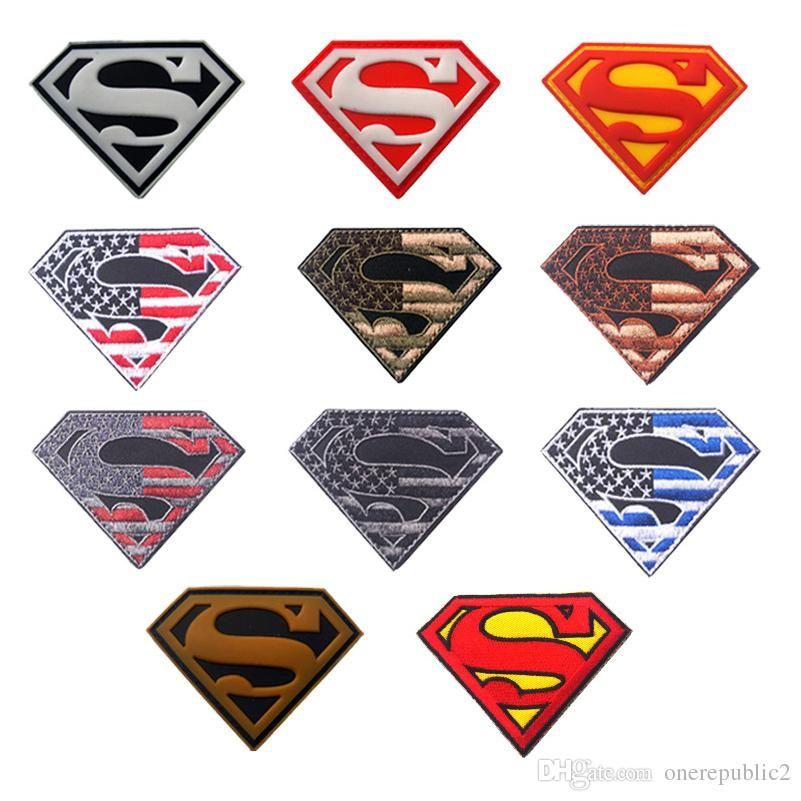 Superman Military Logo - Embroidery Rubber American Flag + Superman Morale Embroidered